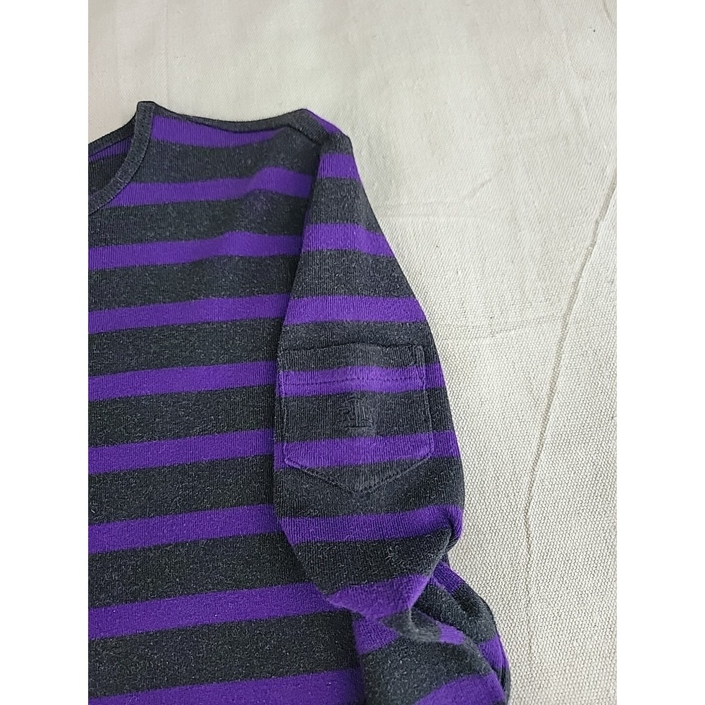 Lauren Ralph Lauren Striped Top Womens S Purple Grey Long Sleeve Sleeve Pocket - Picture 4 of 11